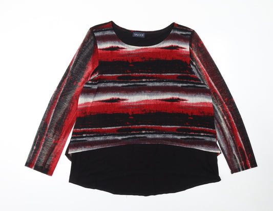 Saloos Women’s Red Black Striped Tunic Top Size 20 Viscose Blend