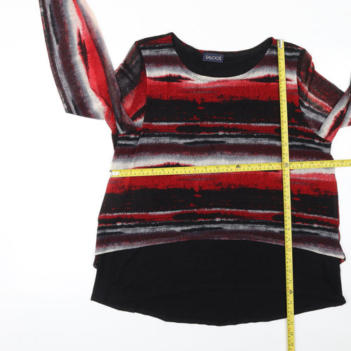Saloos Women’s Red Black Striped Tunic Top Size 20 Viscose Blend