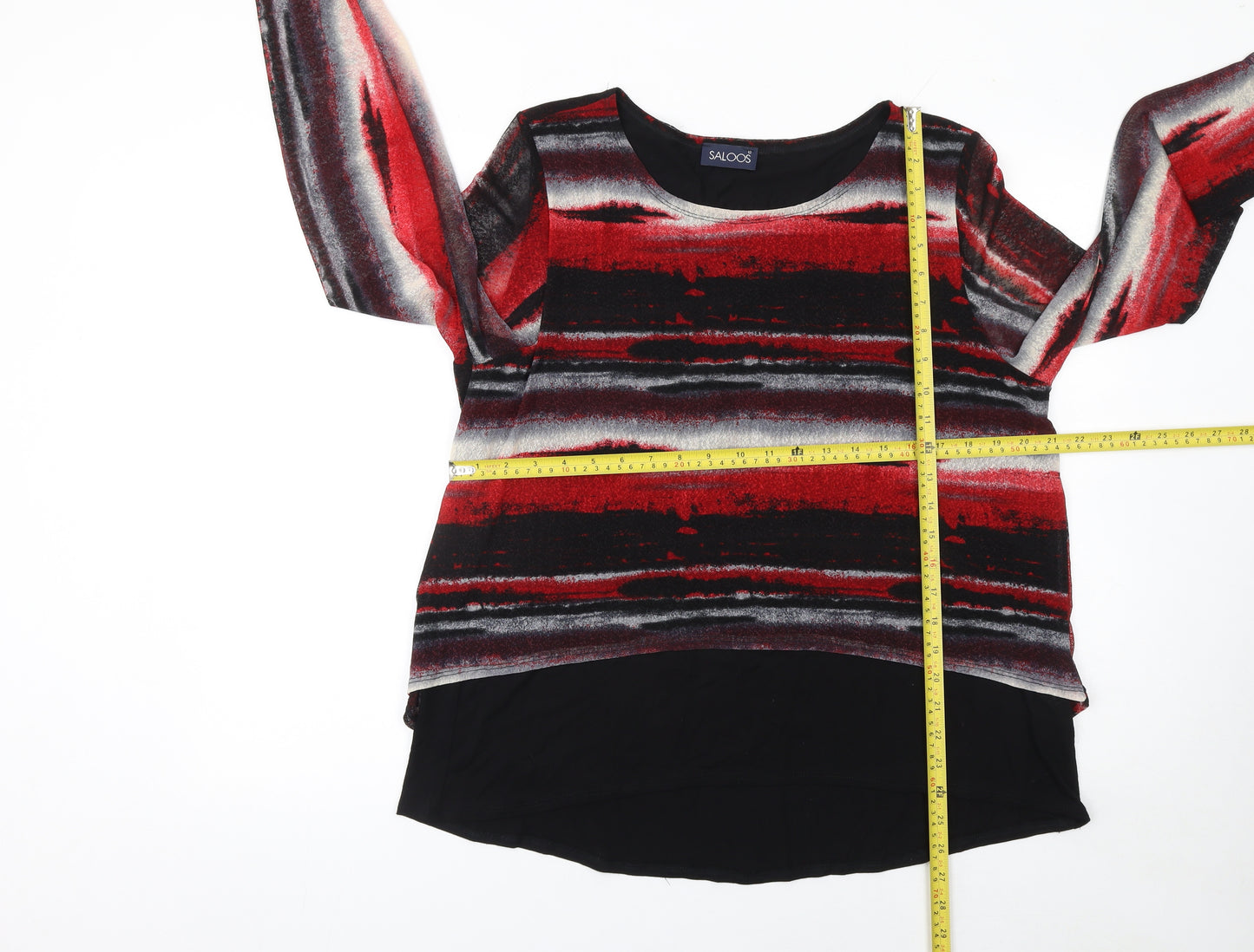 Saloos Women’s Red Black Striped Tunic Top Size 20 Viscose Blend