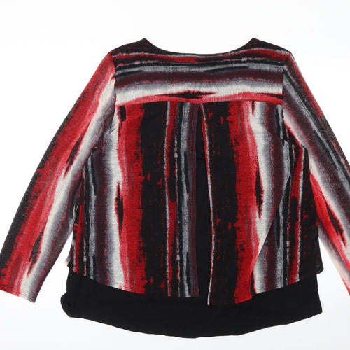 Saloos Women’s Red Black Striped Tunic Top Size 20 Viscose Blend