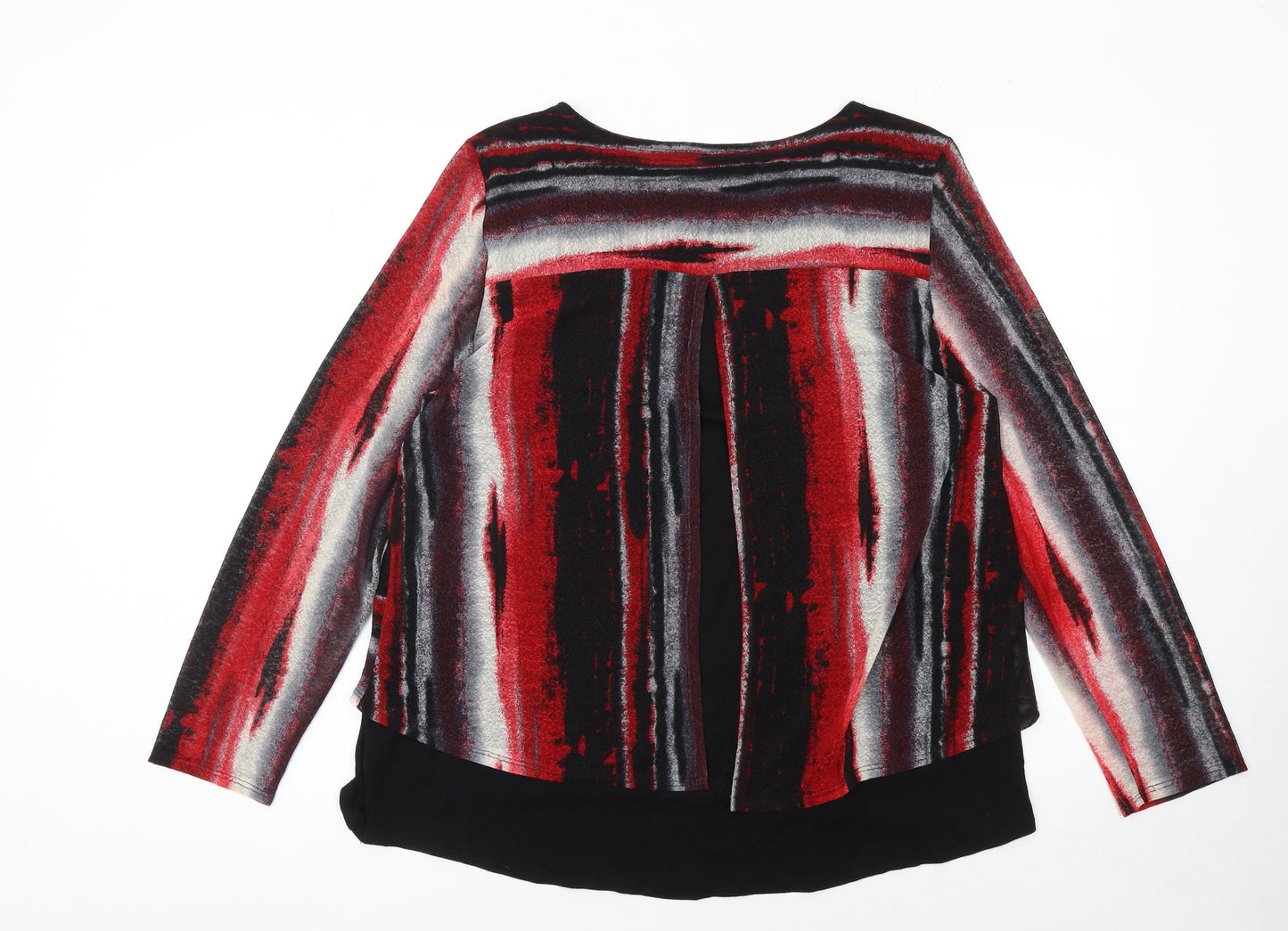 Saloos Women’s Red Black Striped Tunic Top Size 20 Viscose Blend