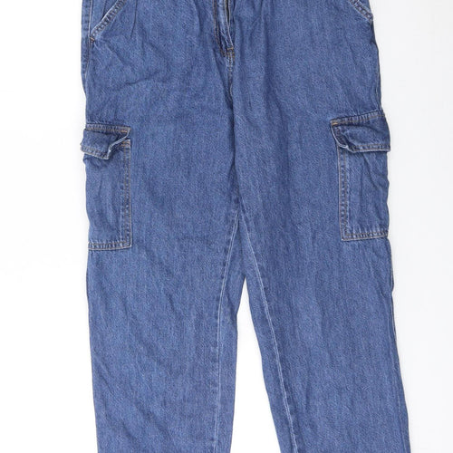 Matalan Womens Blue Cargo Jeans Size 12 Relaxed Fit Denim