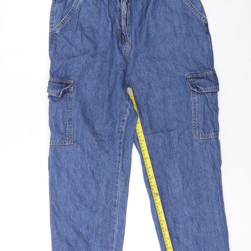 Matalan Womens Blue Cargo Jeans Size 12 Relaxed Fit Denim