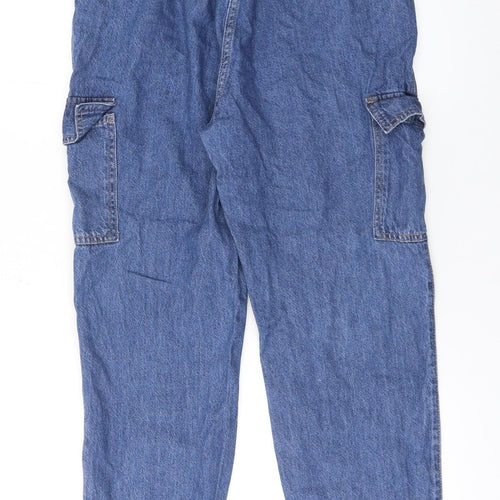 Matalan Womens Blue Cargo Jeans Size 12 Relaxed Fit Denim