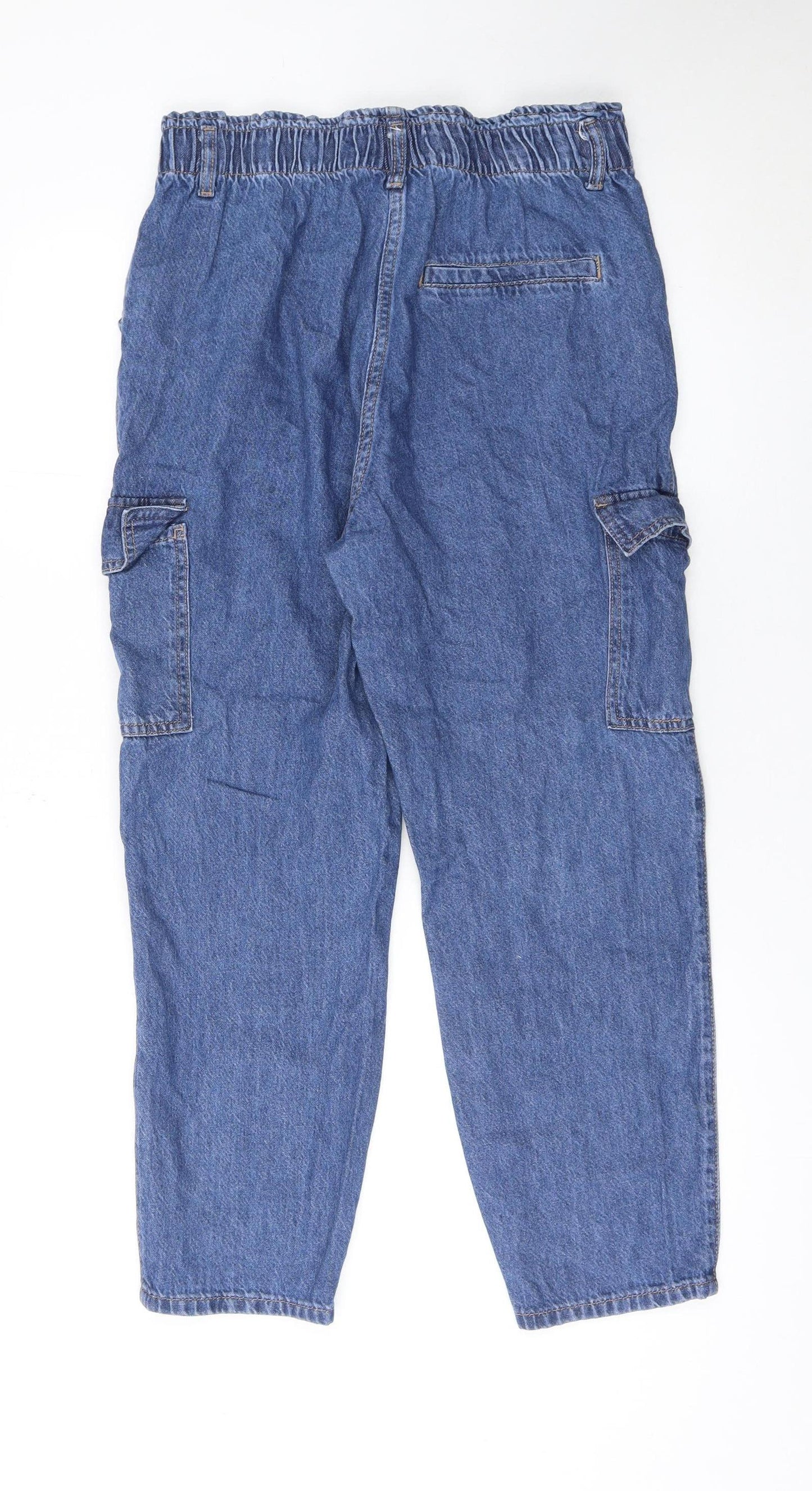 Matalan Womens Blue Cargo Jeans Size 12 Relaxed Fit Denim
