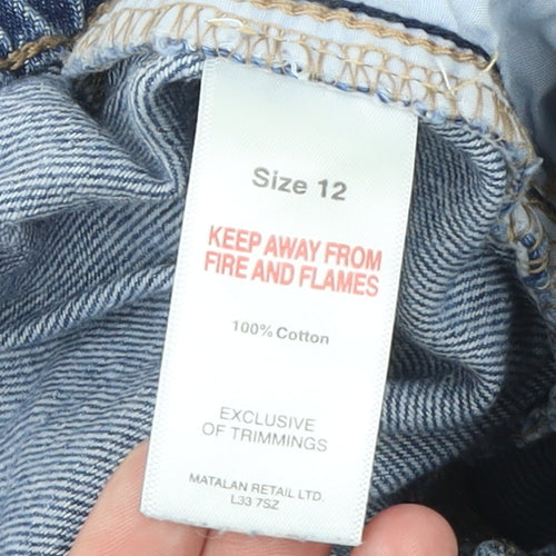 Matalan Womens Blue Cargo Jeans Size 12 Relaxed Fit Denim