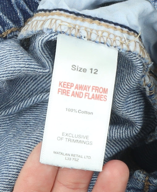 Matalan Womens Blue Cargo Jeans Size 12 Relaxed Fit Denim