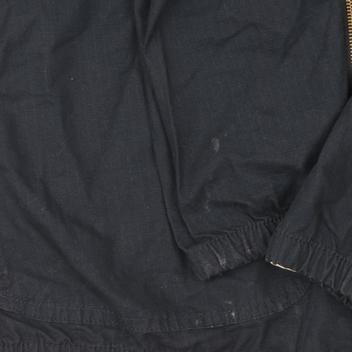 Pull & Bear Men's Blue Hooded Cotton Windbreaker Jacket L