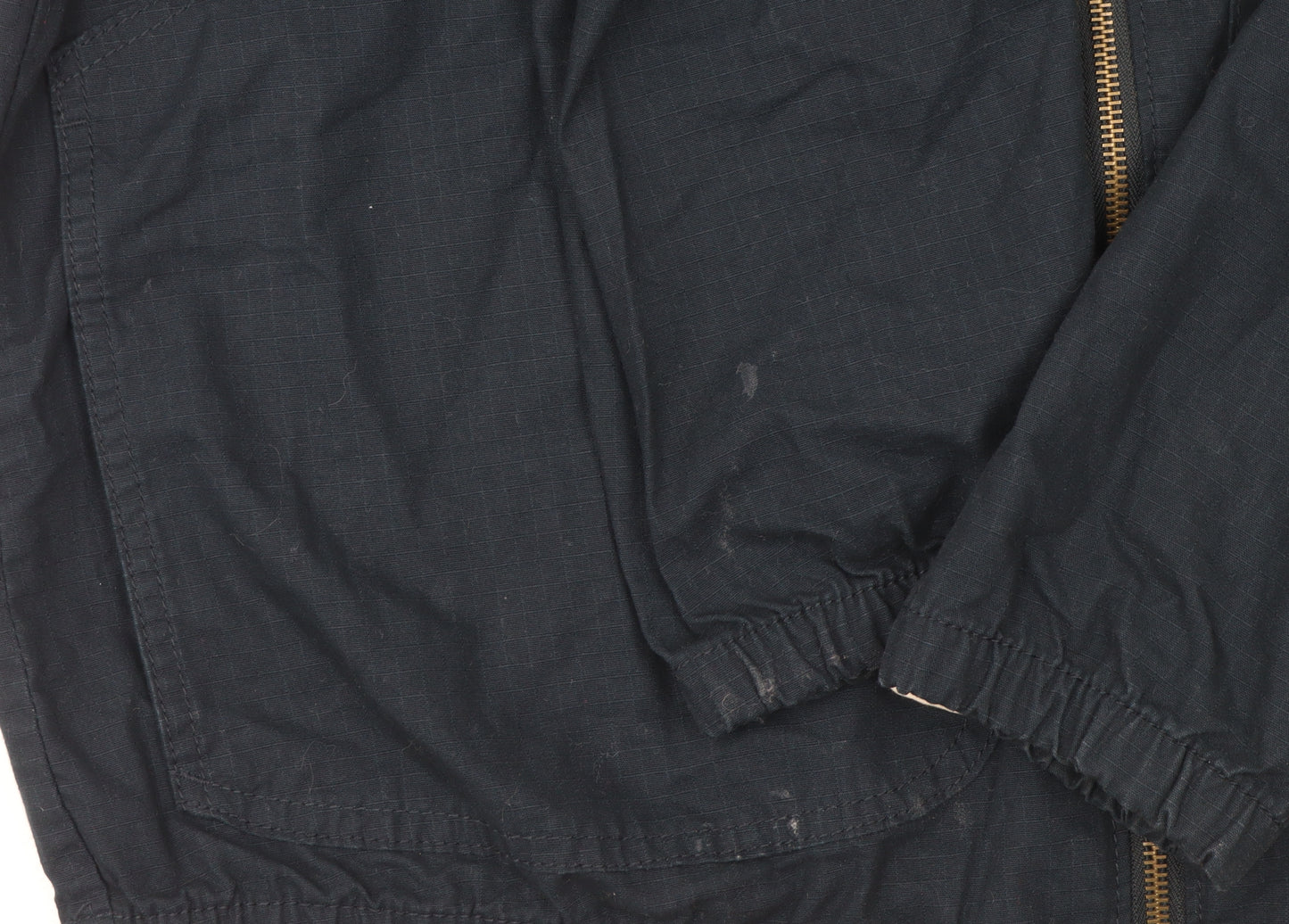 Pull & Bear Men's Blue Hooded Cotton Windbreaker Jacket L