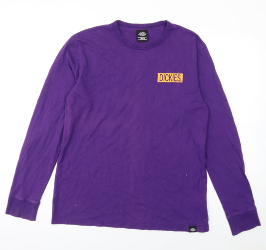 Dickies Men’s Purple Long Sleeve Crew Neck Cotton T-Shirt Size L