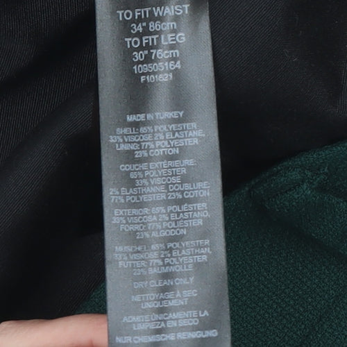 ASOS Design Men's Green Slim Fit Dress Pants 34W 30L Polyester Blend