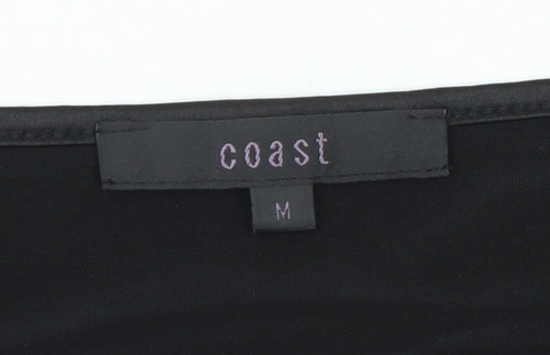 Coast Women's Black Mesh Embroidered Tunic Blouse Size M