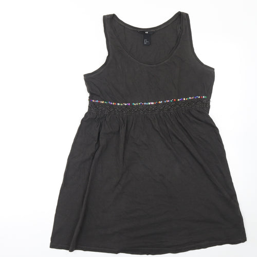 H&M Women's Black Cotton Sequin Camisole Tank Top Size 12