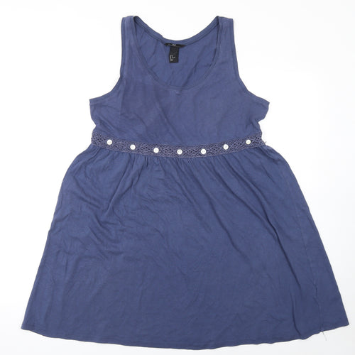 H&M Women Blue 100% Cotton Sleeveless Tank Top Size 12