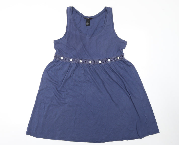 H&M Women Blue 100% Cotton Sleeveless Tank Top Size 12
