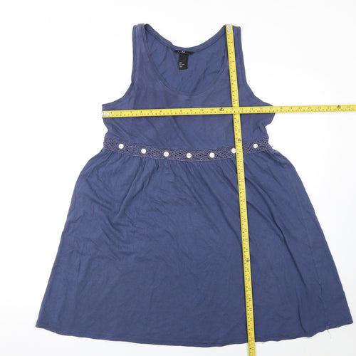 H&M Women Blue 100% Cotton Sleeveless Tank Top Size 12