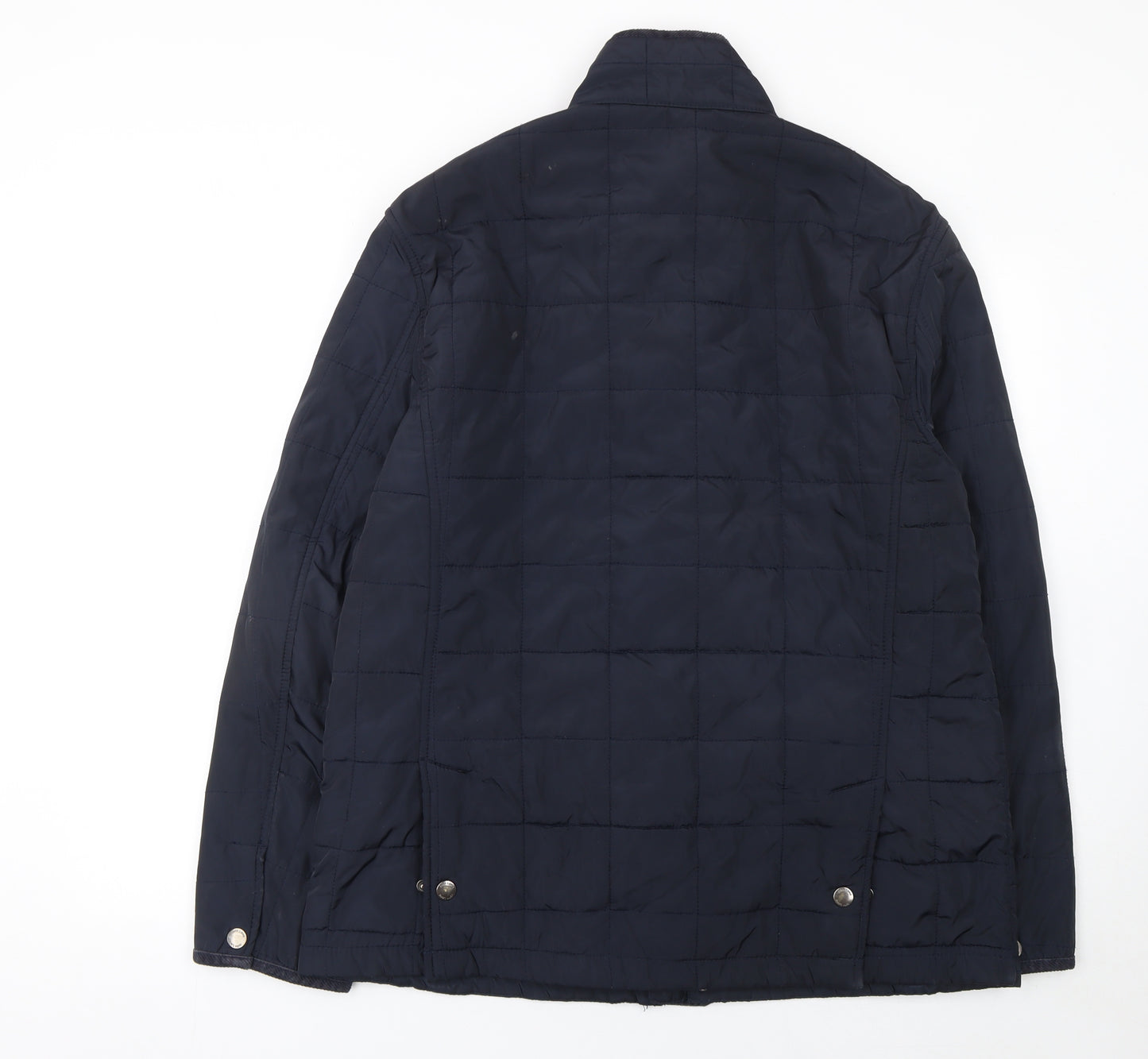 John Lewis Men's Blue Quilted Mid-Length Jacket Size L