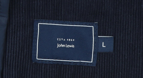 John Lewis Men's Blue Quilted Mid-Length Jacket Size L