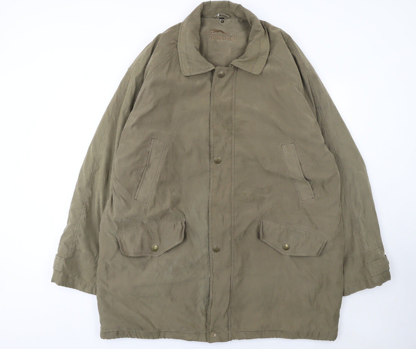 Rappson Men's Green 38 Overcoat Polyester Blend Mid-Length Jacket