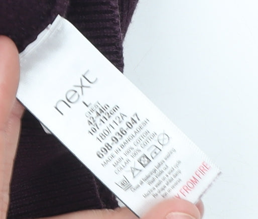 Next Men's Burgundy V-Neck Cotton Jumper L Classic Fit