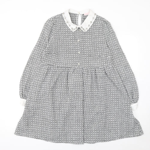 New Look Women’s Black Checked A-Line Collared Dress Size 12