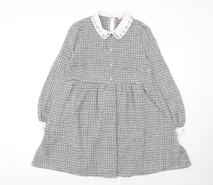 New Look Women’s Black Checked A-Line Collared Dress Size 12