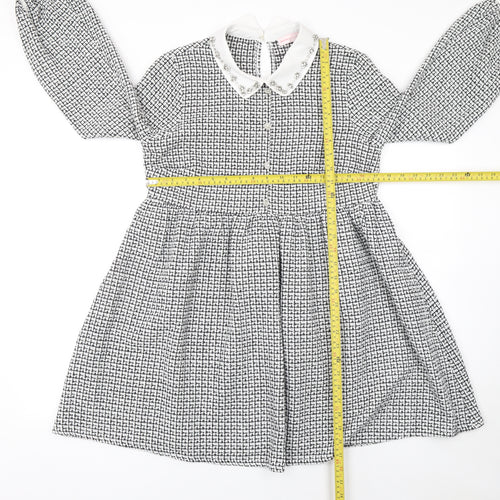 New Look Women’s Black Checked A-Line Collared Dress Size 12