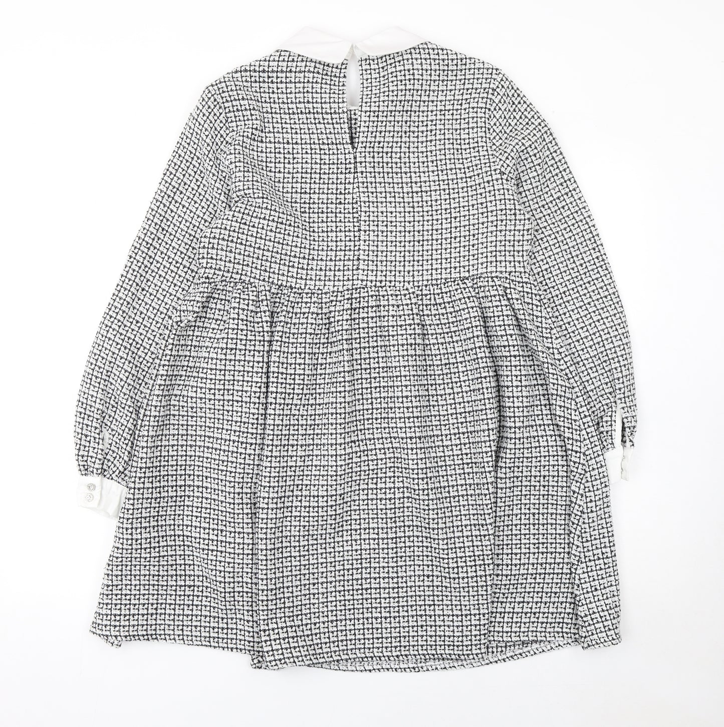 New Look Women’s Black Checked A-Line Collared Dress Size 12