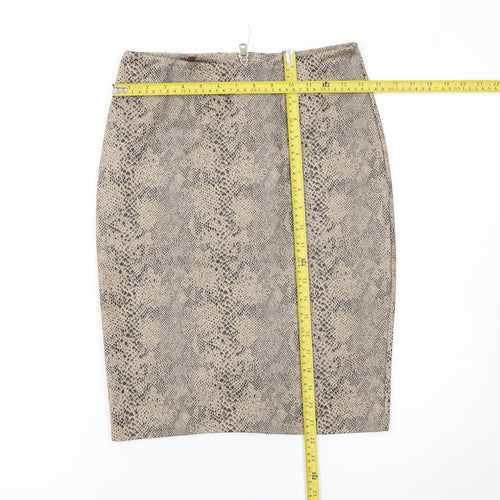 By Swan Women Beige Animal Print Pencil Skirt M Knee Length Stretch