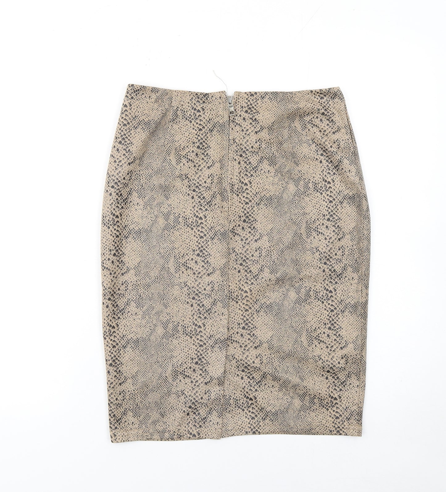 By Swan Women Beige Animal Print Pencil Skirt M Knee Length Stretch