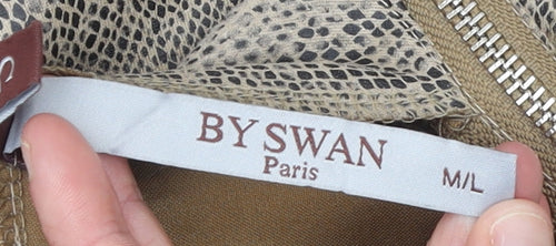By Swan Women Beige Animal Print Pencil Skirt M Knee Length Stretch