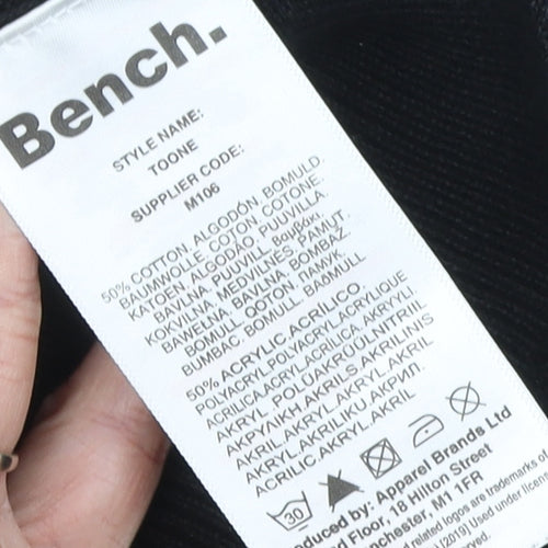 Bench Men's L Black Grey Red Striped Cotton Blend Crew Neck Jumper