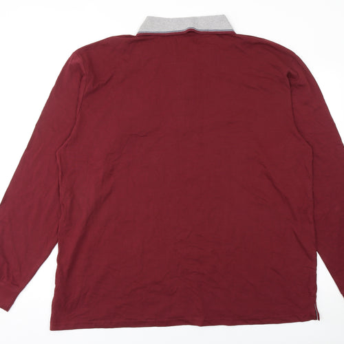 Atlas For Men Burgundy Red Long Sleeve Cotton Polo Shirt Size 3XL