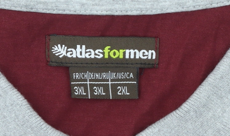 Atlas For Men Burgundy Red Long Sleeve Cotton Polo Shirt Size 3XL