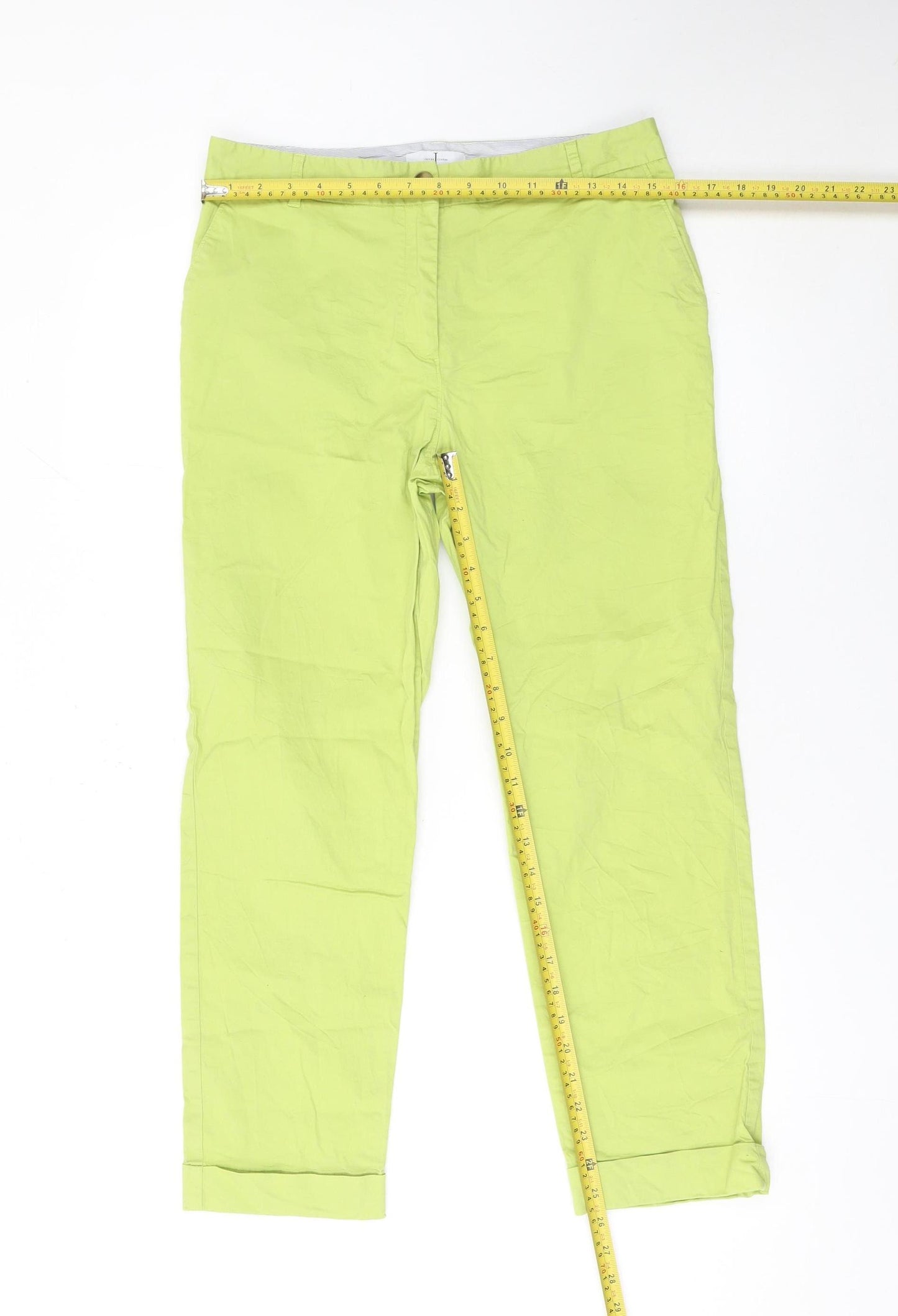 Jasper Conran Women Green Chino Trousers Size 12 Cotton Blend