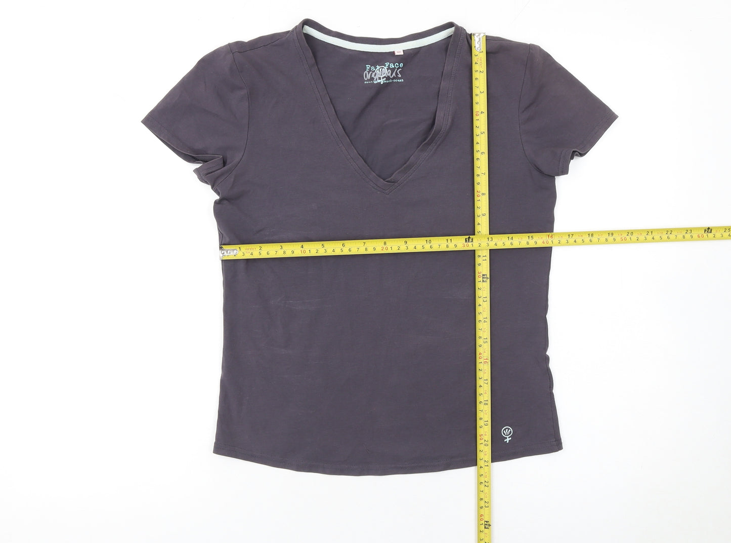 Fat Face Womens Grey V-Neck Short Sleeve Cotton T-Shirt Size 10