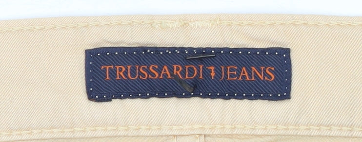 Trussardi Jeans Women's Beige Chino Trousers Size 12 Straight Leg