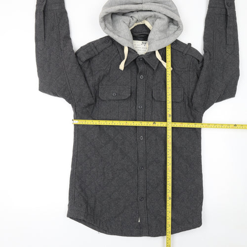 Denim 73 Men's Grey Quilted Hooded Wool Blend Jacket Size S