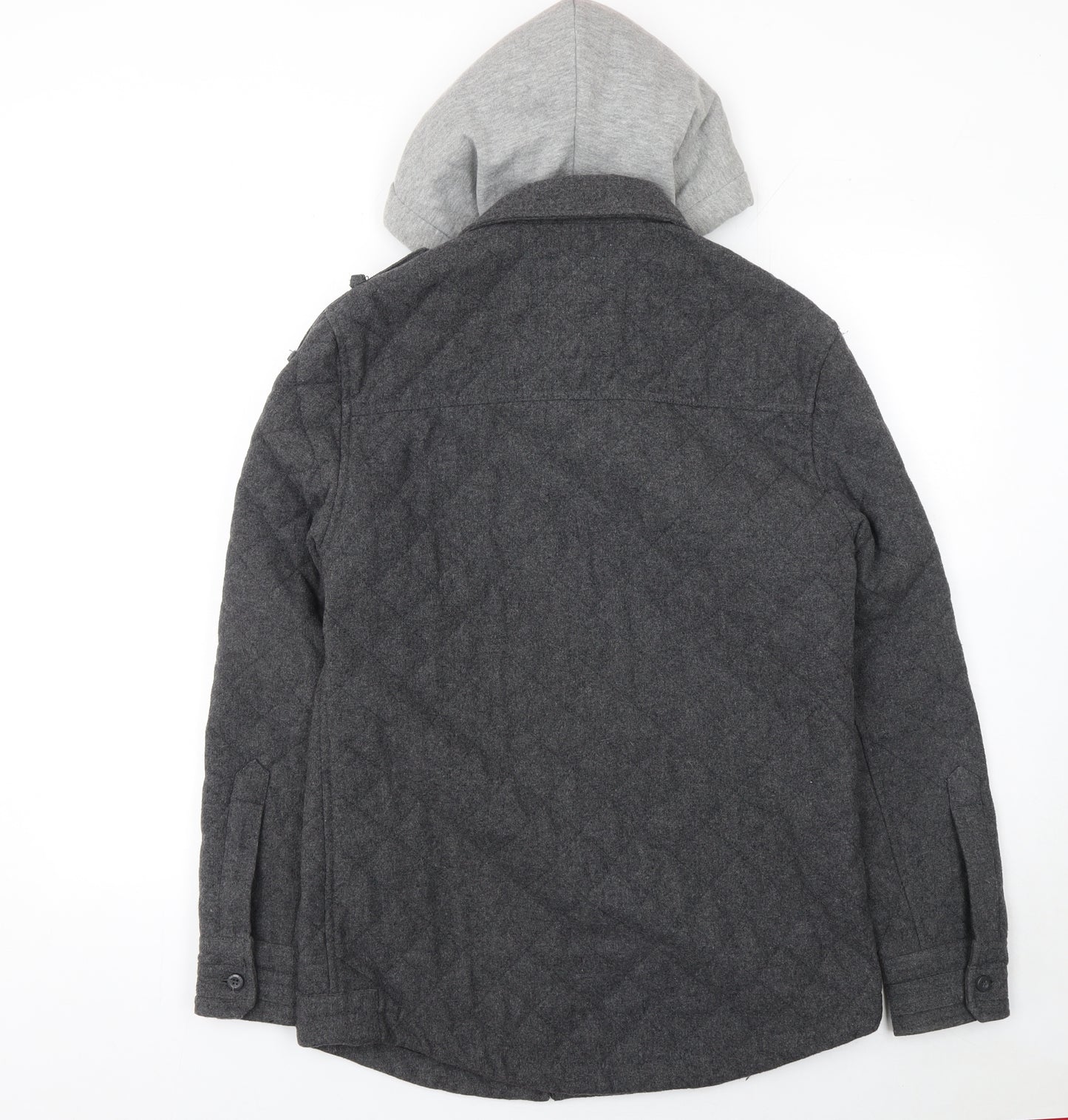 Denim 73 Men's Grey Quilted Hooded Wool Blend Jacket Size S