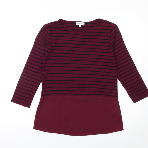 Warehouse Women’s Red Striped Tunic Blouse Size 6 3/4 Sleeve