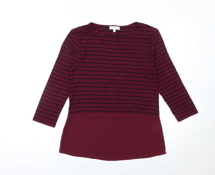 Warehouse Women’s Red Striped Tunic Blouse Size 6 3/4 Sleeve