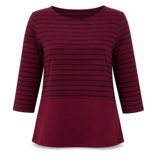 Warehouse Women’s Red Striped Tunic Blouse Size 6 3/4 Sleeve