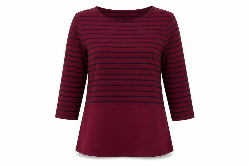 Warehouse Women’s Red Striped Tunic Blouse Size 6 3/4 Sleeve