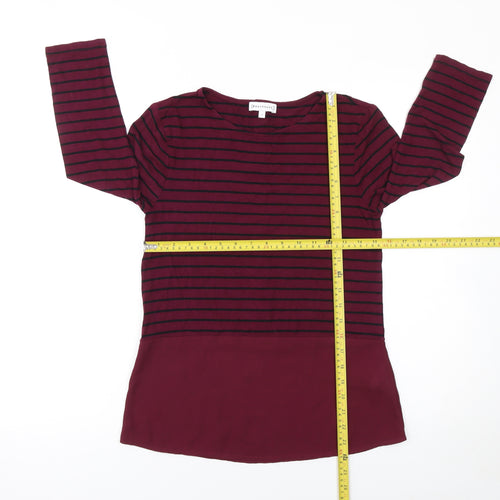 Warehouse Women’s Red Striped Tunic Blouse Size 6 3/4 Sleeve