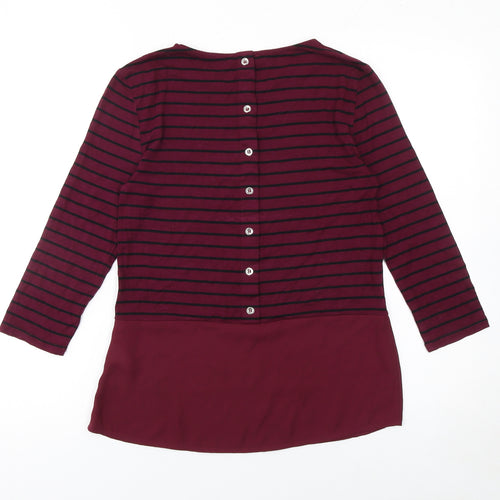 Warehouse Women’s Red Striped Tunic Blouse Size 6 3/4 Sleeve