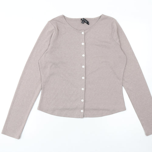 Motel Womens Beige Long Sleeve Button Cardigan Size L
