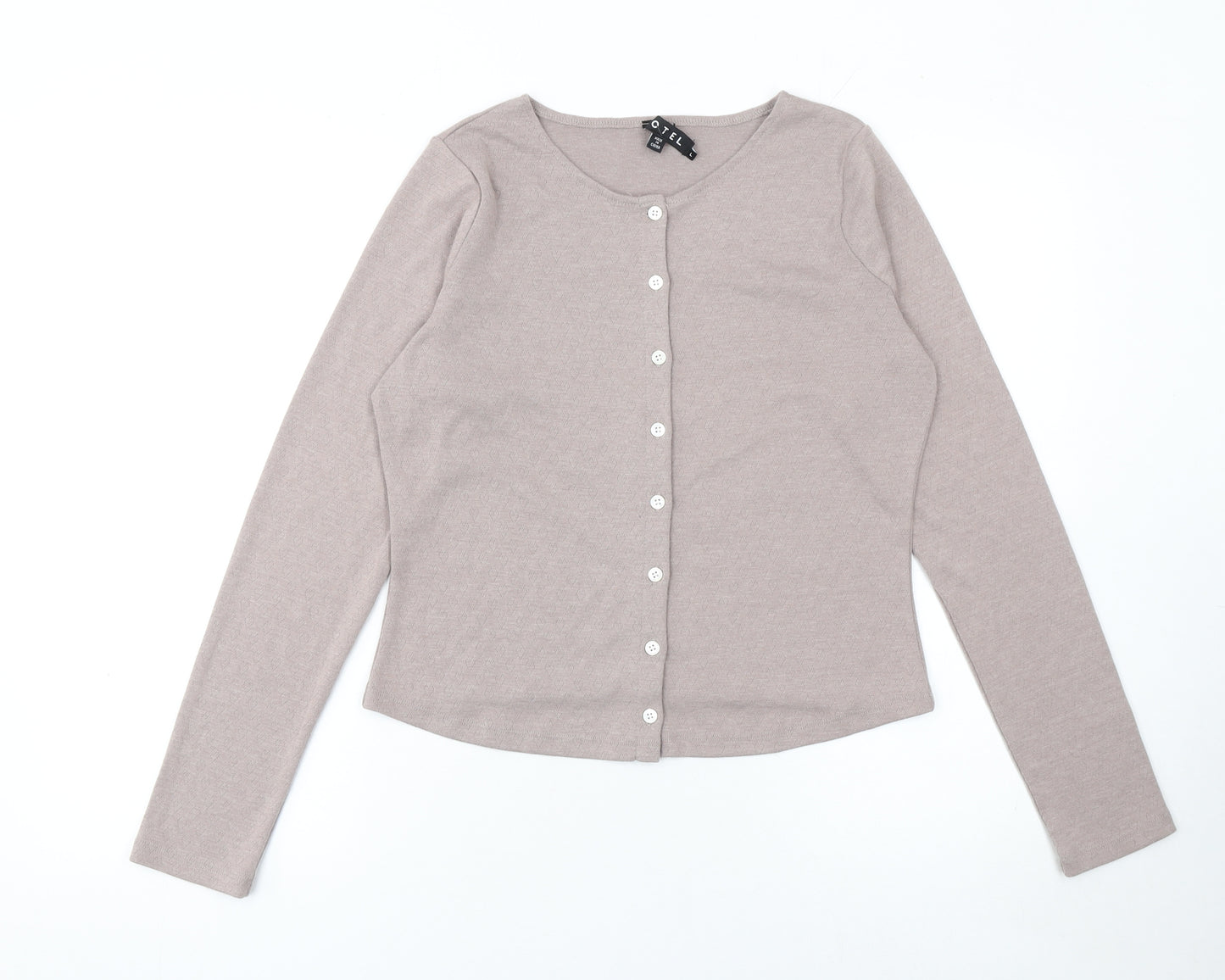 Motel Womens Beige Long Sleeve Button Cardigan Size L