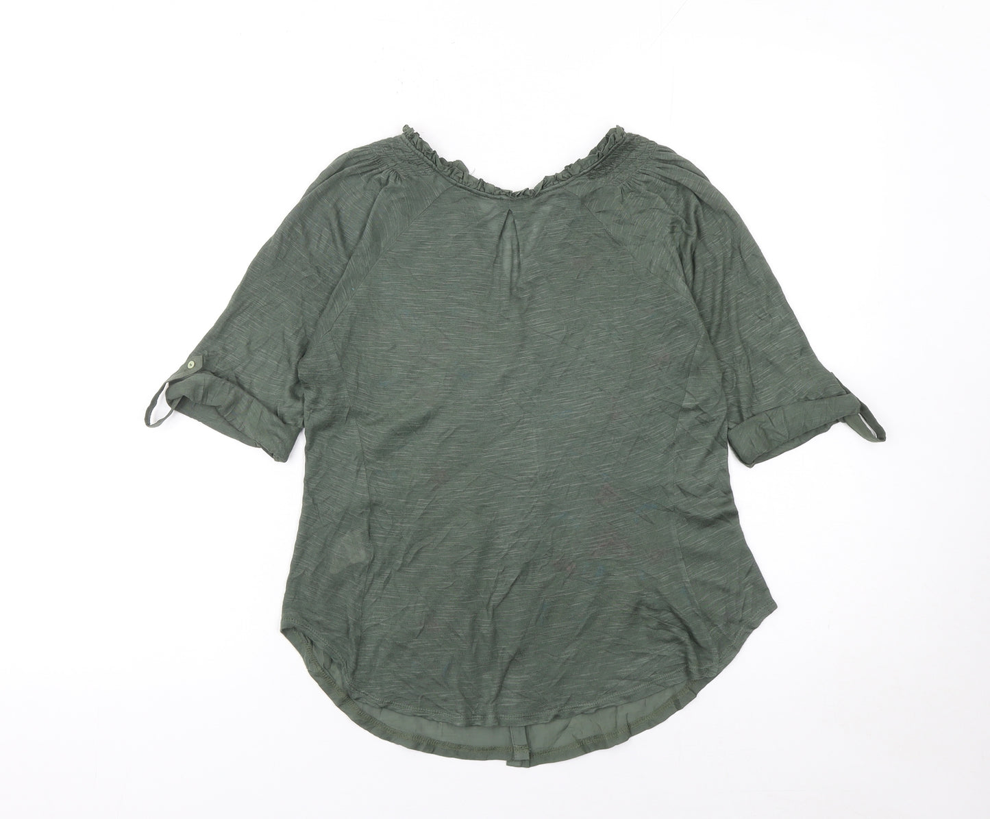 Tiny Women's Green Embroidered Bohemian Button 3/4 Sleeve Blouse XS