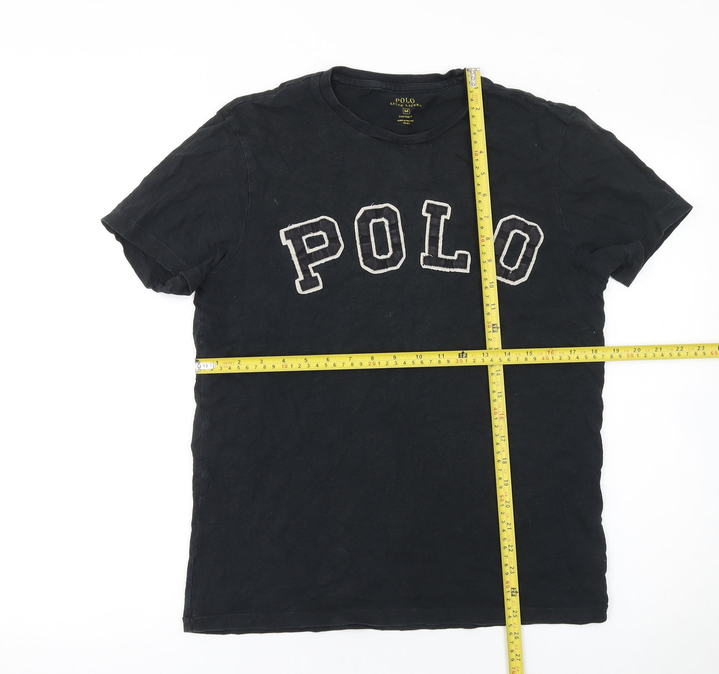 Ralph Lauren Men's Black Polo Logo T-Shirt Size M Slim Fit Cotton