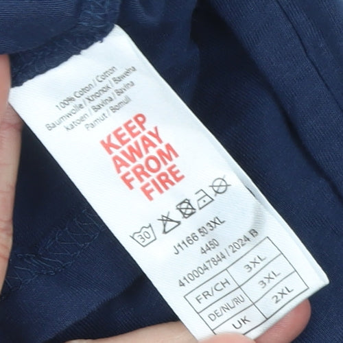 Atlas for Men Blue Long Sleeve Cotton Polo Shirt Men 2XL Regular Fit